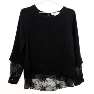 NWT BCBGeneration Black Long Sleeve Embroidered Hem Large